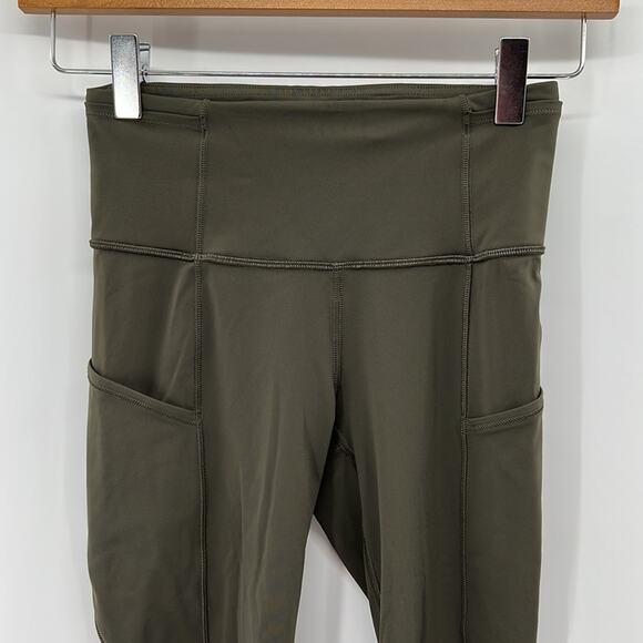 Lululemon Fast and Free Crop II 19" *Non-Reflective - Dark Olive - 2 - Picture 2 of 7